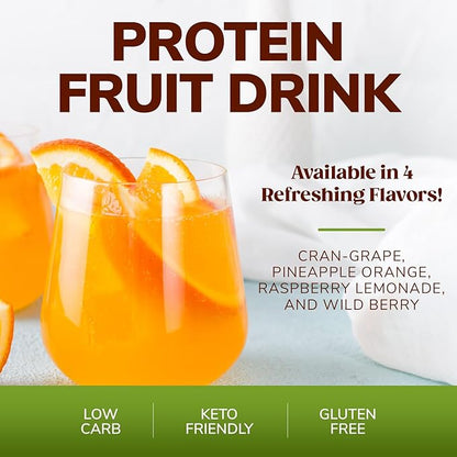 BariWise Protein Fruit Drink, Wildberry, Low Sugar, Gluten Free, Keto Friendly & Low Carb (7ct)