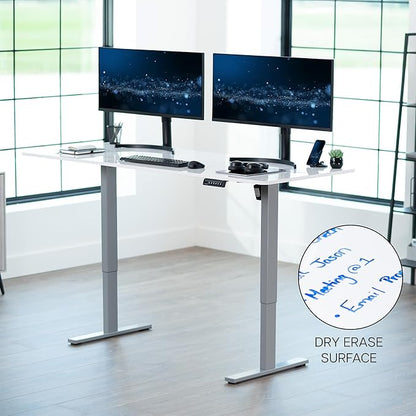 VIVO Electric Dry Erase 71 x 30 in Standing Desk, Memory Height Adjustment, 1B Series, Whiteboard Top Gray Frame, DESK-KIT-1G7WE