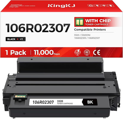 KingKJ Phaser 3320 Black High Capacity Toner Cartridge 106R02307 Black 1-Pack Replacement for Xerox 106R02305 106R02307 Toner Compatible with Xerox Phaser 3320 3320DNI Ink All-in-One Copier