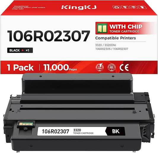 KingKJ Phaser 3320 Black High Capacity Toner Cartridge 106R02307 Black 1-Pack Replacement for Xerox 106R02305 106R02307 Toner Compatible with Xerox Phaser 3320 3320DNI Ink All-in-One Copier
