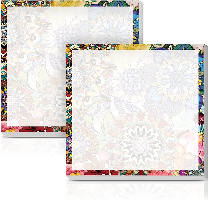 Sticky Notes 3x3 Inches, 2 Pack Cute Colorful Bright Self-Stick Note Pads, Easy to Post for Home, Office, Notebook, Meeting Luxuious Flowers