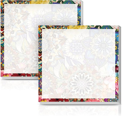 Sticky Notes 3x3 Inches, 2 Pack Cute Colorful Bright Self-Stick Note Pads, Easy to Post for Home, Office, Notebook, Meeting Luxuious Flowers