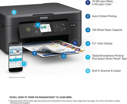 Epson Expression Home XP-4200 Wireless Color All-in-One Printer with Scan, Copy, Automatic 2-Sided Printing, Borderless Photos and 2.4" Color Display,Black