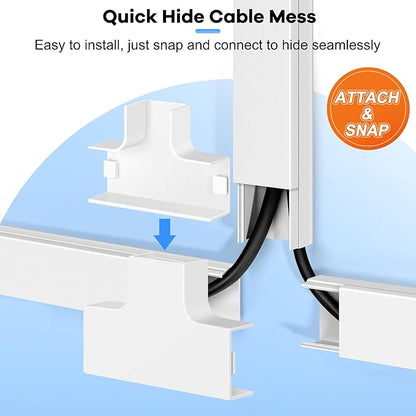 126in Cord Hider Kit, Wire Covers for TV on Wall, Paintable Cable Management Kit, Cable Cover for Mounted TV, Hide Wires Along Wall, Grey Cord Cover, 8xL15.7in W0.95in H0.55in