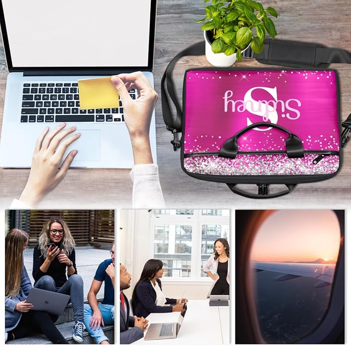 Custom-Laptop-Bag 15 Inch with Name Photo Personalized-Computer-Shoulder-Case Briefcases for Women Men Business