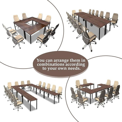 Bonzy Home Conference Tables 8ft Office Computer Desk for Meeting Room Study Writing Printer Podcast Table for 4-8 People Rustic Walnut 2PCS 94.4"x23.6"x29.5"
