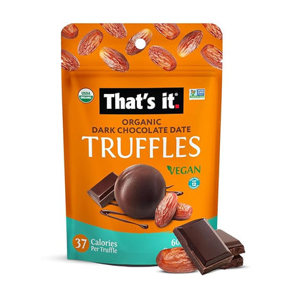 That's it Organic Dark Chocolate & Date Truffles. 100% Plant-Based, Vegan, Gluten-Free, All Natural (3 Pack)