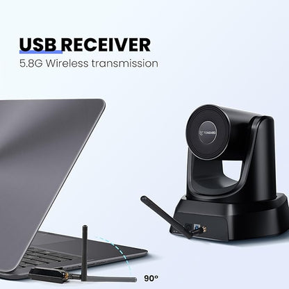 TONGVEO Wireless Conference Room Webcam, Church Live Streaming 20X USB 1080P 60fps PTZ Camera for Worship Services Online Conference, Works with Zoom, Skype OBS Easy to Set Up