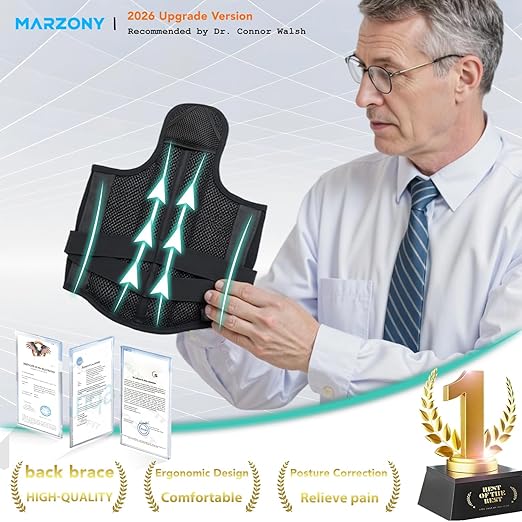 Back Brace Posture Corrector for Men & Women, Upgraded Full Back Support with Adjustable Shoulder Straightener and Waist Support Straps, Breathable Back Brace for Office Work, Long Sitting & Daily Wear, Comfortable Posture Support for Upper & Lower Bac...