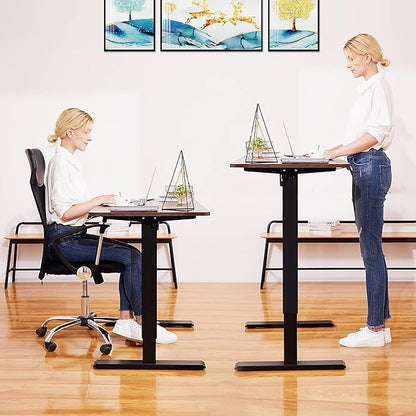 Electric Standing Desk 71 x 27 Inches Adjustable Height Sit Stand Up Desk for Home Office Computer Workstation with 2 USB Ports 3 AC Power Outlets Memory Preset and Wheels,Brown