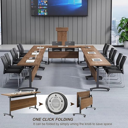 Conference Table, Folding Conference Room Table Meeting Tables, Flip Top Training Table Foldable Conference Tables with Wheels for Office, Conference Room, School (2 Pack, 47.2 x 23.6 x 29.5 inch)