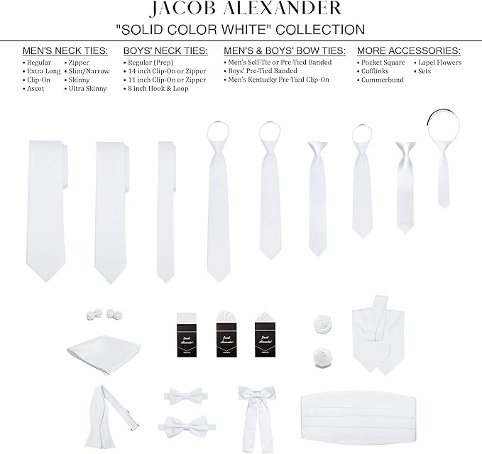 Jacob Alexander Solid Color Mens Tie - Soft-lined Necktie - Timeless Formal Look for Weddings and Business - (Regular Size)