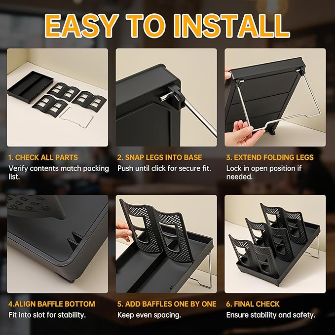 Coffee Cup Holder, Paper Cup and Lid Holder, Universal Disposable Coffee Cup Dispenser for Coffee Stations & Restaurant, Bar, Breakroom (Dual Row - 6 Slots)