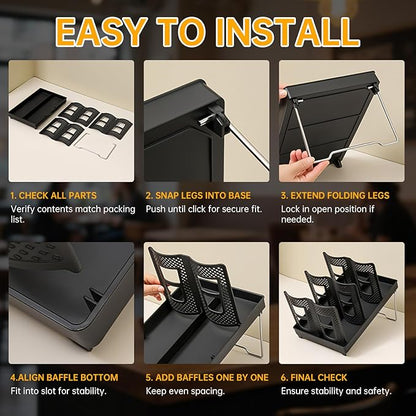 Coffee Cup Holder, Paper Cup and Lid Holder, Universal Disposable Coffee Cup Dispenser for Coffee Stations & Restaurant, Bar, Breakroom (Dual Row - 6 Slots)