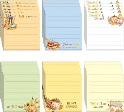 30 Pack Fall Bible Sticky Notes - 600 Sheets Christian Notepads Thanksgiving Sticky Notes Religious Bible Verse Quotes Notepads for Message Reminder Fall Thanksgiving Gifts