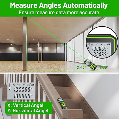 393FT Professional Green Laser Measuring Tool with Angle Sensor, Huepar 1/16in Accuracy Laser Distance Measurement Tool, Digital Laser Room Measuring Device, Laser Distance Meters