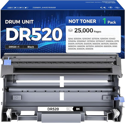 DR520 Drum Unit (Not Toner) 1-Pack Replacement for Brother DR-520 DR-620 Imaging Drum Compatible with DCP-8060 8065DN HL-5240 5250DN 5250DNT 5280DW MFC-8460N 8660DN 8670DN 8860DN 8870DW Printer Ink