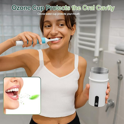 Portable O3Water Generator Cup Dispenser, Multi-Purpose O3 for Oral Care & Fruit Cleaning, Rechargeable Hydrogen Water Purifier and Mouthwash Cup for Teeth Brushing & Bathroom and Kitchen Use