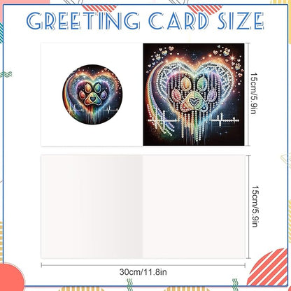jinglinhh 12pcs Diamond Art Painting Dog Paws Greeting Cards with Envelopes, DIY Card Making Kits for Adults, Diamond Art Christmas Cards for Birthday Holiday Postcards Craft Gifts