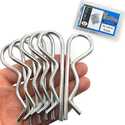 6 Pcs Heavy Duty Hitch Pins Clip R Clips Spring Retaining Wire Hair Pins Cotter Pin Strong Spring Tension Large Carter Pin R Clip Large for Trailer Tractors Mower Carts Truck Pin Clip M4x85mm