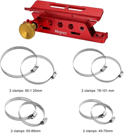 MEGREZ Adjustable Fire Extinguisher Mount Holder, Aluminum Quick Release Fire Extinguisher Holder with 8 Clamps, Compatible with Jeep Wrangler UTV Polaris RZR, Red