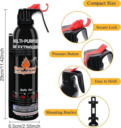Fire Extinguisher for Home, 4 Pack Vehicle Fire Extinguishers with Mount, Portable Fire Extinguisher Effective on A, B, C, K Fires, Water-Based Extinguisher for Car Boat Office Truck Kitchen Garage RV