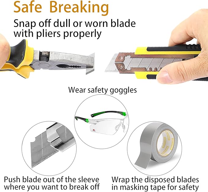 DOWELL Utility Knife Box Cutter Retractable Self Loading Heavy Duty Snap Off Quick Change Extra Blades(3PCS) TPR+PP Handle Cutting Cardboard Boxes or DIY