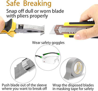 DOWELL Utility Knife Box Cutter Retractable Self Loading Heavy Duty Snap Off Quick Change Extra Blades(3PCS) TPR+PP Handle Cutting Cardboard Boxes or DIY