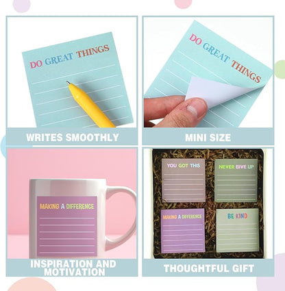Yinder 24 Pcs Inspirational Sticky Notes Christmas Stocking Stuffers Motivational Sticky Notes Pad Employee Appreciation Gift Bulk for Teacher Nurse Coworker Office 3 x 3'' (Motivational,Morandi)