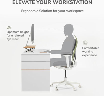 Anji Mountain Monitor Stand - Desktop Organizer & Laptop Riser, Ergonomic Monitor Riser, Space-Saving Monitor Stand for Desk, Durable Construction, Easy Assembly, Ideal for Home & Office,Natural