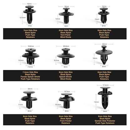 GOOACC 190 Pcs Car Retainer Clips & Fastener Remover - 18 Most Popular Sizes & Applications Auto Push Pin Rivets Set -Door Trim Panel Clips for Toyota, Honda, Nissan, Mazda - Bonus Fastener Remover
