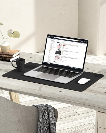 YSAGi Non-Slip Leather Desk Pad, Waterproof Laptop Computer Desk Keyboard Mat, Table Protector Blotter Mat, Large Mouse Pad for Office/Work/Home/Decor(Black, 23.6" x 13.7")