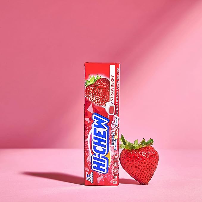 HI-CHEW Strawberry Sticks, 15-Pack, Soft & Chewy Candy, 1.76oz Each, Bulk Candy Individually Wrapped - Made with Immensely Juicy Fruity Flavors