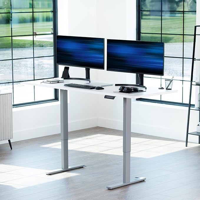 VIVO Electric 71 x 30 in Standing Desk, Memory Height Adjustment, 1B Series, White Top Gray Frame, DESK-KIT-1G7W