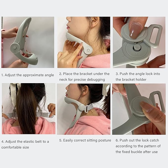 360°Adjustable Neck Brace - Cervical Collar with Neck Stretcher | Neck Orthotics for Forward Head Posture Correction and Cervical Spine Support and Alleviating Pressure (Pink)