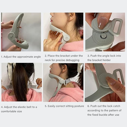 360°Adjustable Neck Brace - Cervical Collar with Neck Stretcher | Neck Orthotics for Forward Head Posture Correction and Cervical Spine Support and Alleviating Pressure (Pink)