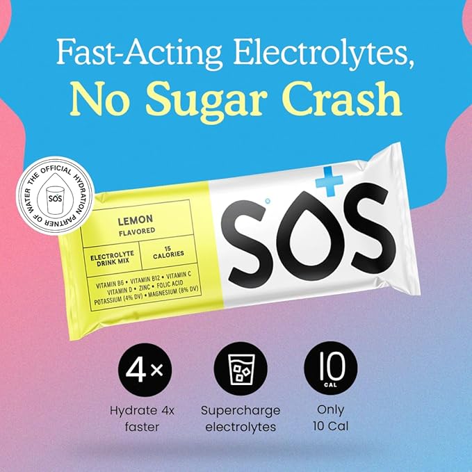 SOS Hydration Electrolyte Packets | 20 Servings | Essential Vitamins | Low Sugar | Keto-Friendly Hydration Powder | Variety