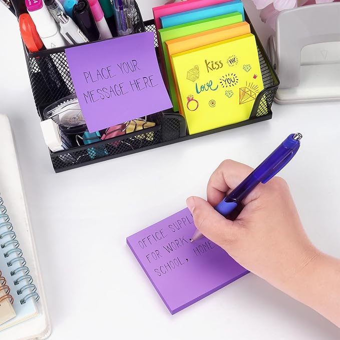 Sticky Notes 3x3 inch Bright Colors Self-Stick Pads 48 Pads/Pack 90 Sheets/Pad Total 4320 Sheets
