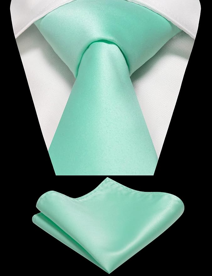 RBOCOTT Solid Color Tie and Pocket Square Hankerchief with Lapel Pin Set for Men