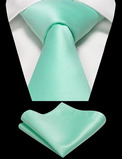 RBOCOTT Solid Color Tie and Pocket Square Hankerchief with Lapel Pin Set for Men