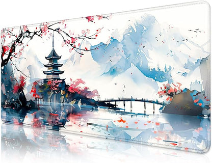 MEWOOCUE® Gaming Mouse Pad for Desk,Large Cherry Blossom Mousepad Laptop,Japanese Anime Mouse Mat,Long XXL Waterproof Keyboard Pads,Big Non-Slip Mousepads for Game Office Home（31.5 x 11.9 in）