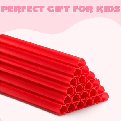 JOYIN 120 PCS Valentine Heart Shaped Red Straws, Reusable Drinking Cute Straw for Valentine Cocktail Party, Birthday Party, Bridal Shower, Wedding Supplies