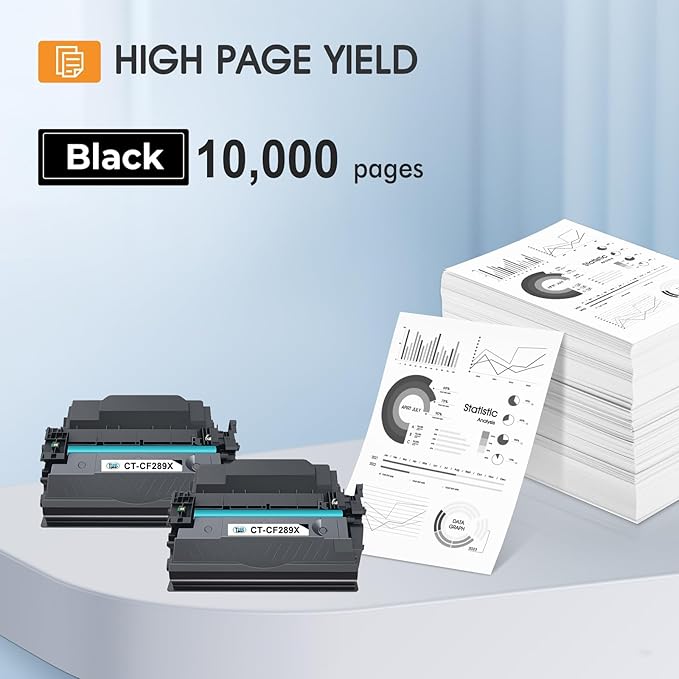 89X 89A Black Toner Cartridge 2 Pack Compatible Replacement for HP 89A CF289A 89X CF289X (with Chip) for Laserjet Enterprise M507 M507n M507dn M507x MFP M528dn M528f M528c M528z M528 Series Printer