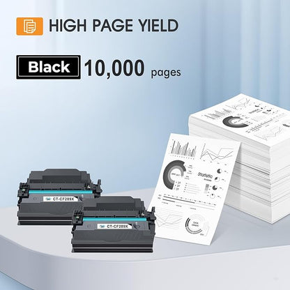 89X 89A Black Toner Cartridge 2 Pack Compatible Replacement for HP 89A CF289A 89X CF289X (with Chip) for Laserjet Enterprise M507 M507n M507dn M507x MFP M528dn M528f M528c M528z M528 Series Printer
