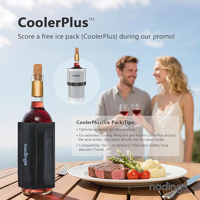 Wine Chiller for 750ml Bottles | Portable & Iceless, Keeps Wine/Champagne/Beer Cold 6+ Hours | Vacuum Insulated Stainless Steel | Ideal for Outdoor, Parties & Gifts – White