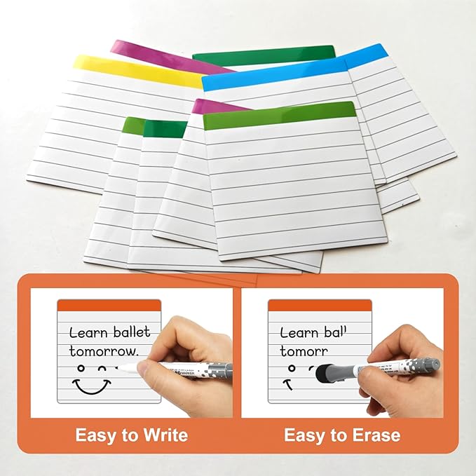Dry Erase White Magnetic Sheets with Ruled Lined,Small Flexible Magnet Square 6X6,Teacher Must Haves to Help Students Form A Good Handwriting in Kindergarten Classroom,6 Pieces