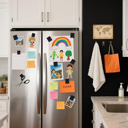 Magnetic Clips 1.5 inch, 12 Pack Heavy Duty Magnet Metal Clips for Hanging, Strong Magnet Clips for Whiteboard, Fridge, Classroom, Refrigerator, Black