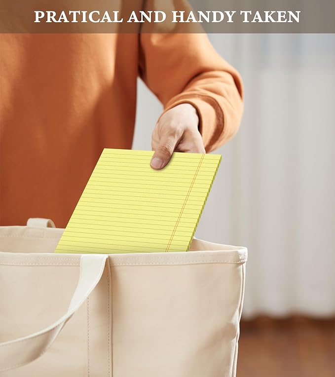 Small Legal Pads 5x8 Notepad, 6 Pack Note Pads 5x8 College Ruled Writing Pads Yellow Legal Note Pads for Work, Micro Perforated Lined Paper 5 x 8 Note Pads 30 Sheets/Pad College Ruled Pads of Paper