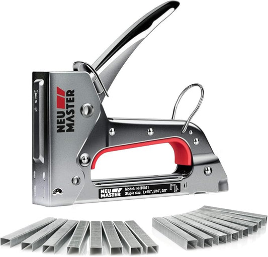 NEU MASTER Staple Gun, Light Duty Stapler Kit Come with 1600 pcs 5/16,3/8 inch JT21 Staple Strip, All Steel Tacker for General Repairs, Crafts, Upholstery, Decorating