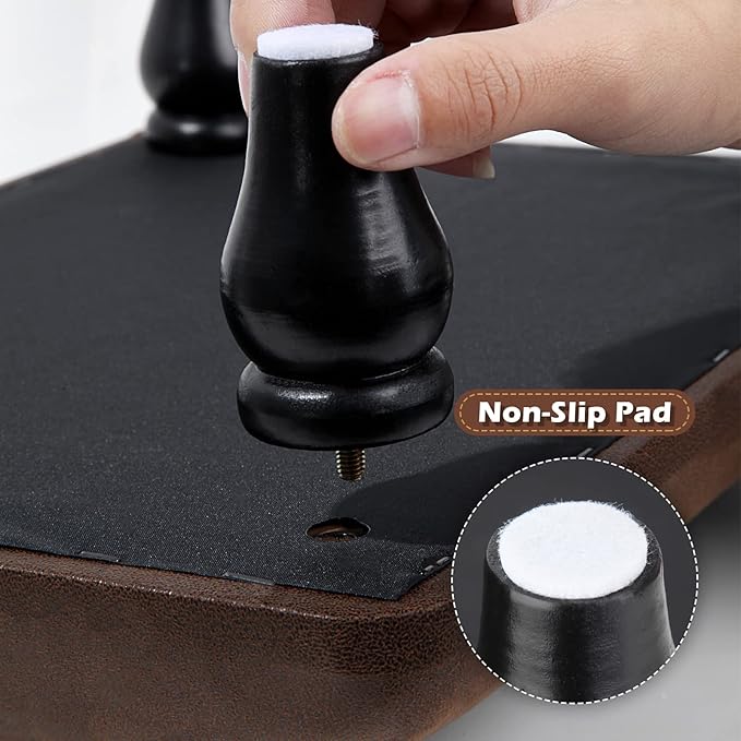 Small Foot Stool Ottoman with Stable Wood Legs Upholstered Footstool Padded Foot Rest Step Stool for High Beds Seat Chair Couch Sofa Patio Bedroom Living Room Office (5.9" H-Brown)
